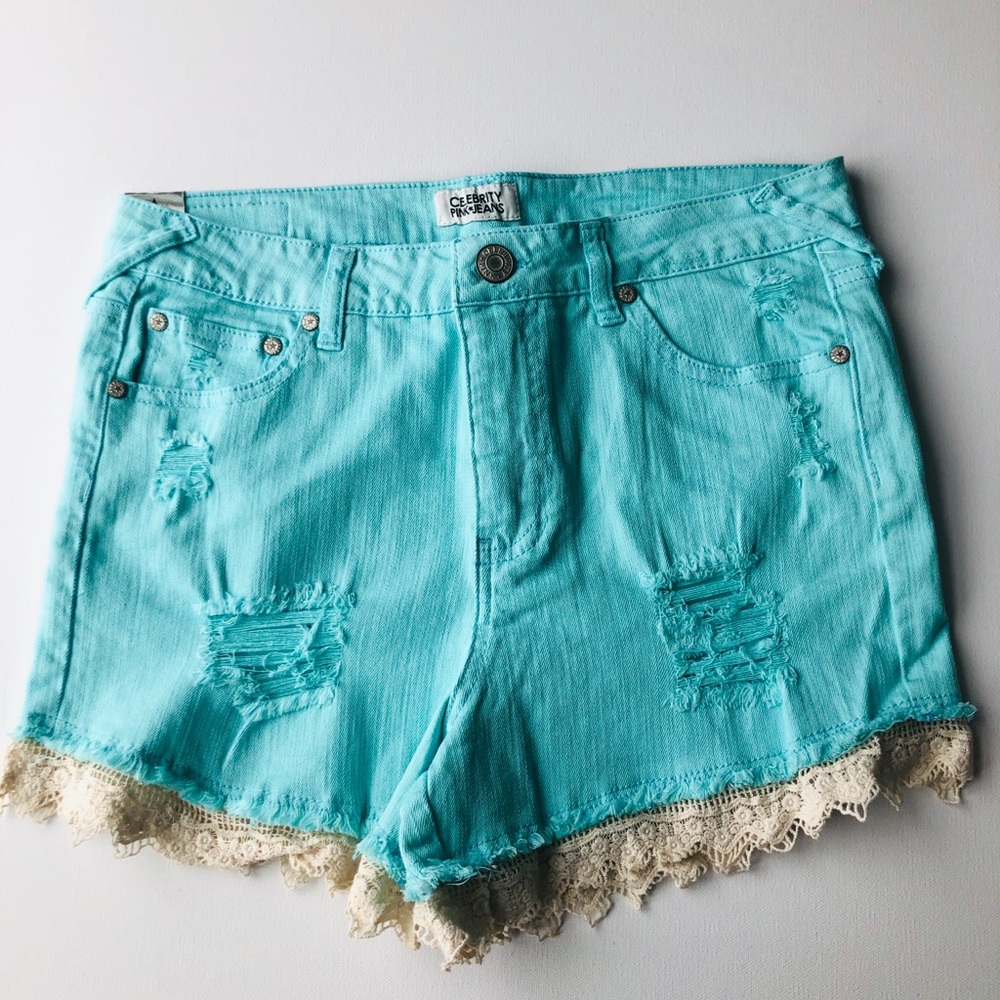 Celebrity Pink Jeans Mint lace shorts NWT